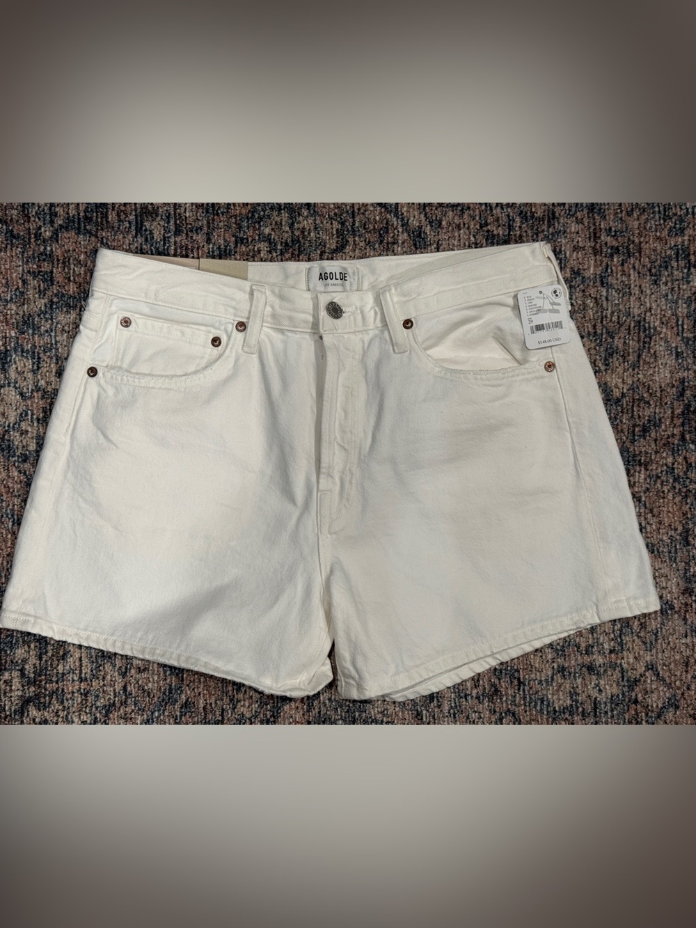 Agolde Women's Cream High-Rise Denim Shorts